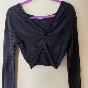 Heart and Hips black long sleeve cropped top